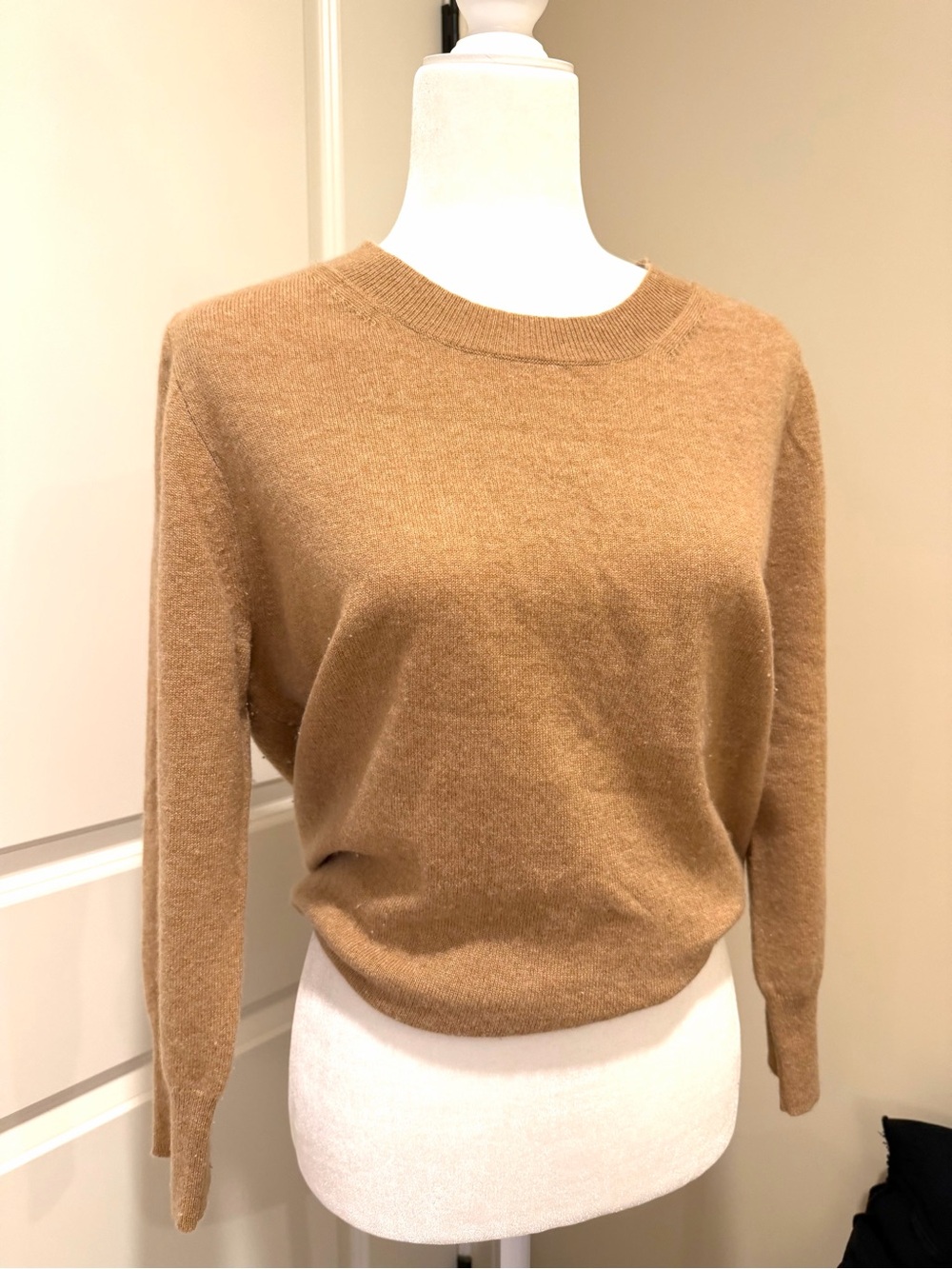 J.Crew Womens 100% Cashmere Crewneck Sweater Heathered Tan Camel Small size XL